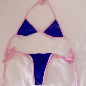 Shein Navy and Pink Triangle Bikini in size small!